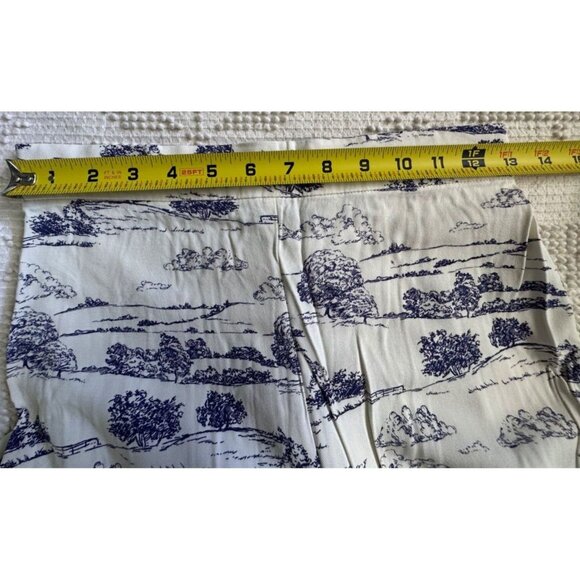 Nasty Gal Womens Pants Sz 4 Ivory/Blue Toile de Jouy Wide-Leg Palazzo Pull-On - Picture 7 of 10